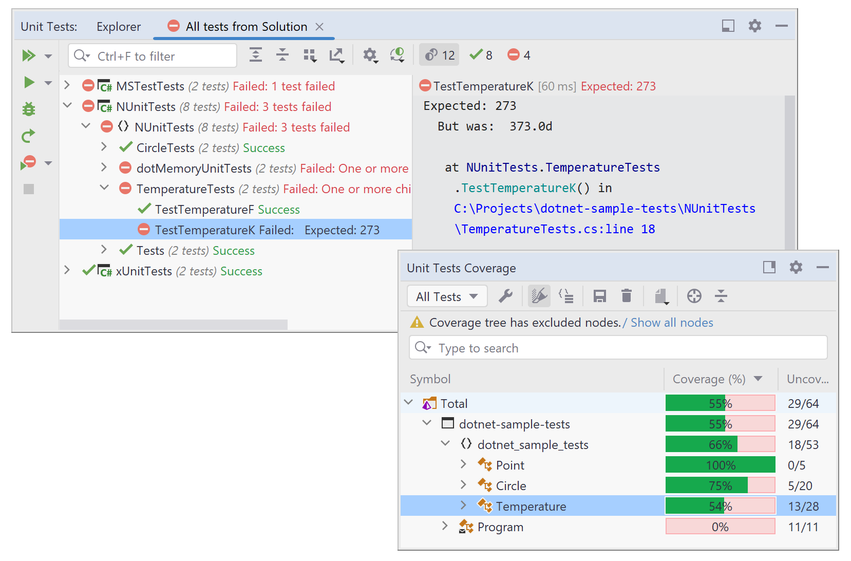 JetBrains Rider: Unit test session coverage