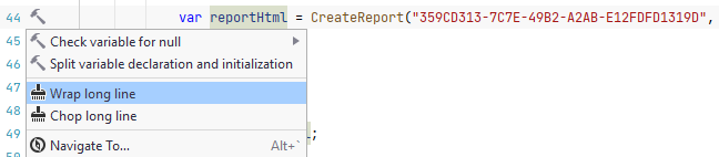 JetBrains Rider: Wrap and chop long lines