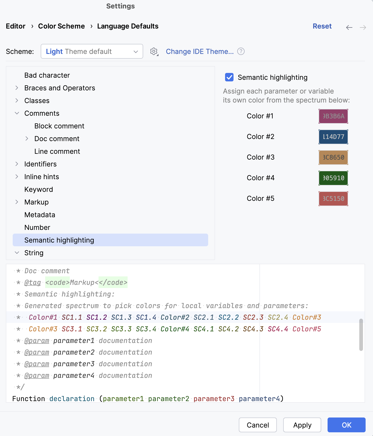 Semantic highlighting