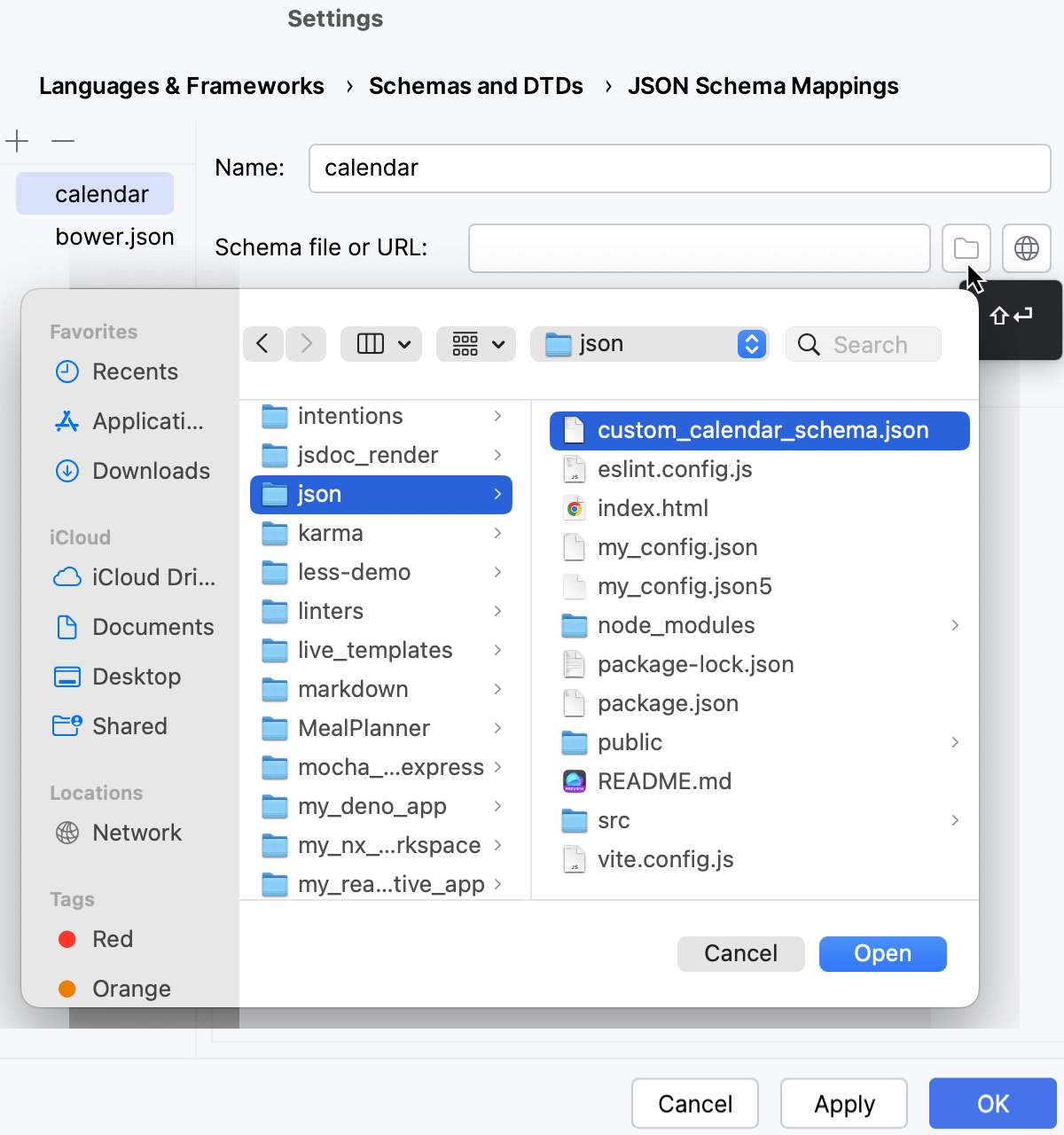 Specify a Schema file