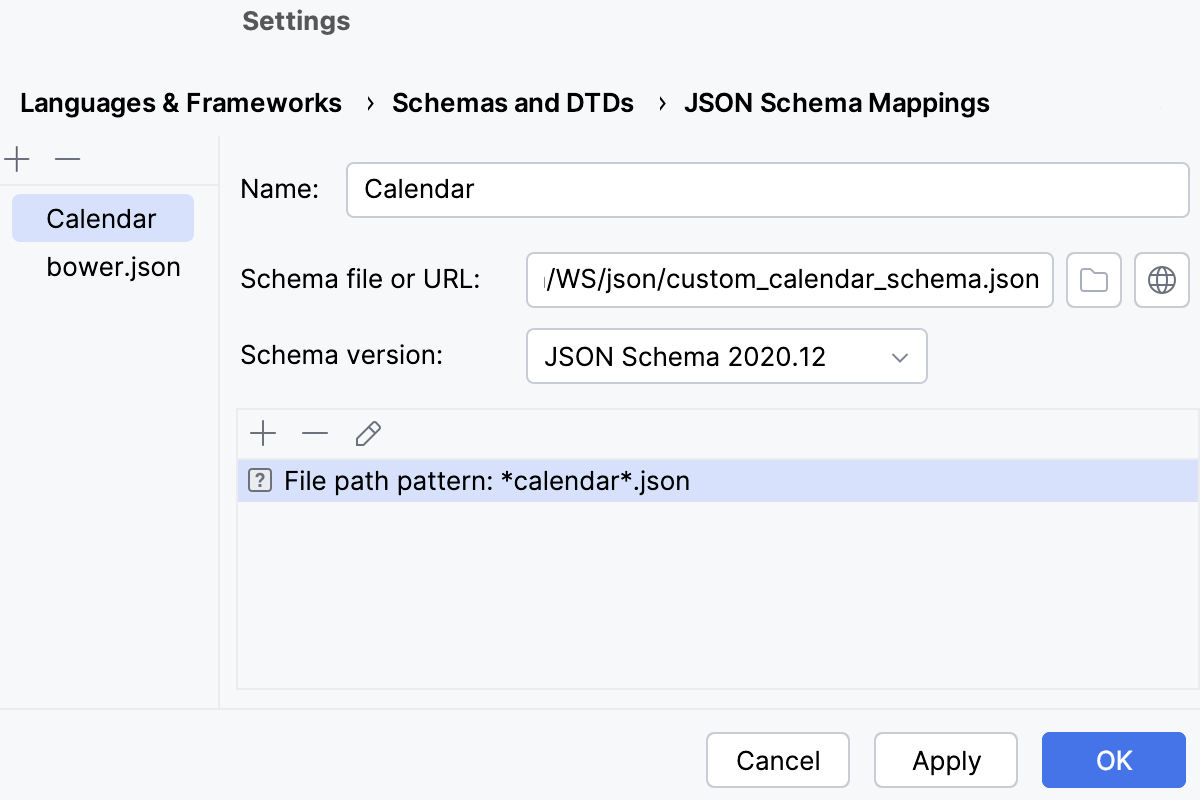 Specify file pattern