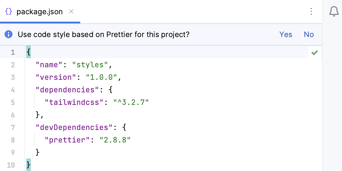 Pane above package.json: apply Prettier code style