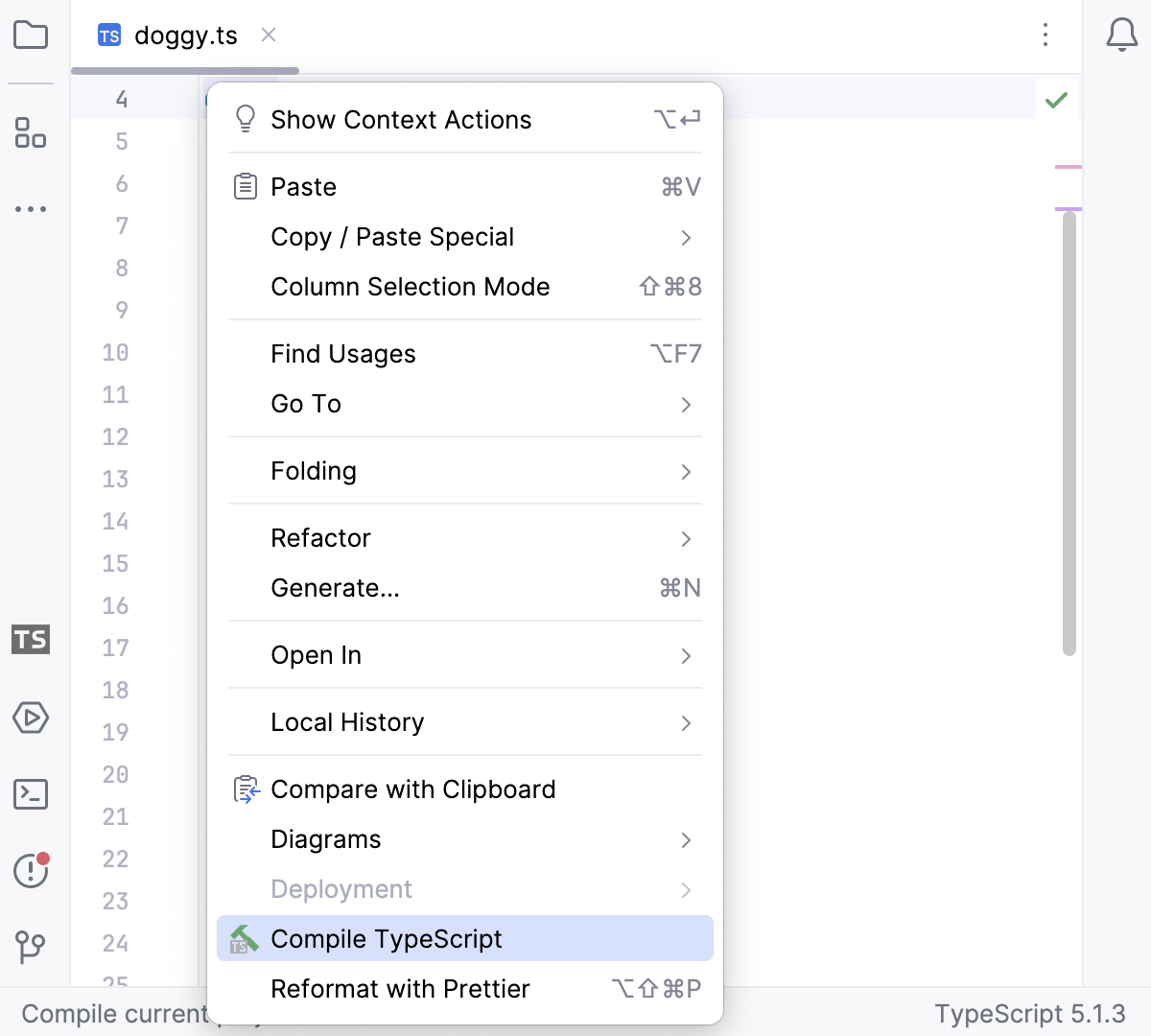Compile TypeScript from context menu of a file Compile TypeScript from context menu of a file