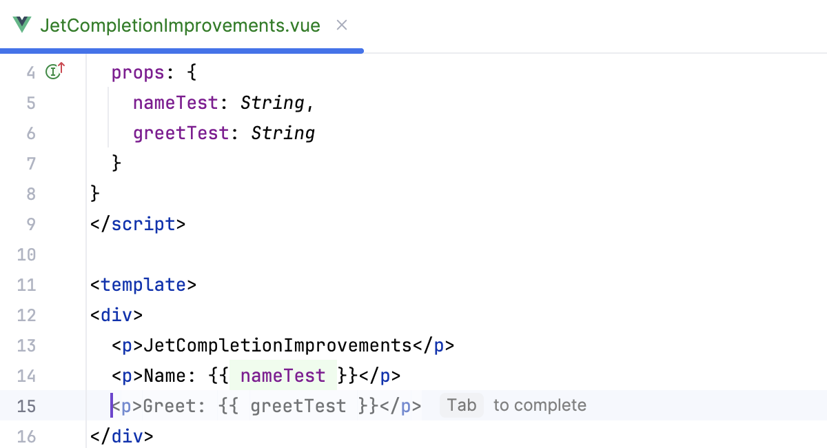 Cloud Completion in Vue Data Binding