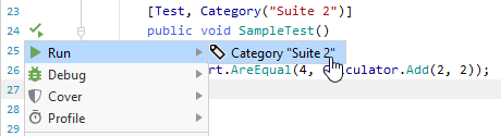 JetBrains Rider: Executing unit tests in a category JetBrains Rider: Executing unit tests in a category