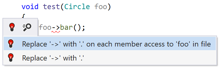 JetBrains Rider helps replacing the arrow operator with the dot JetBrains Rider helps replacing the arrow operator with the dot