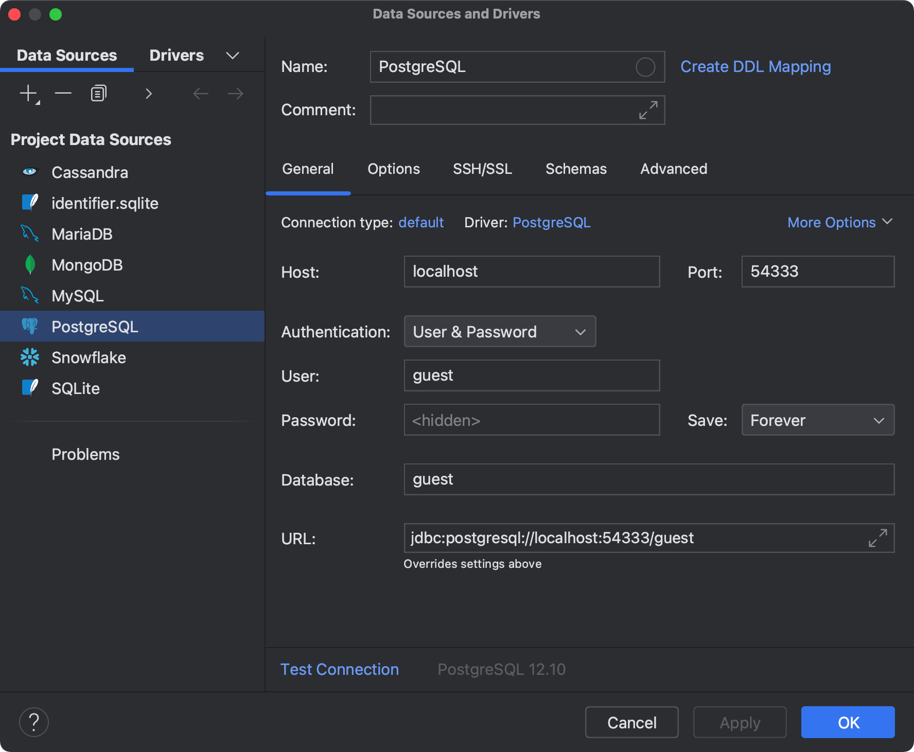 Data Sources and Drivers dialog | JetBrains Rider Documentation