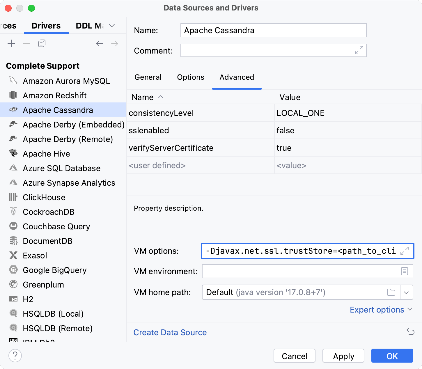 Set VM options Set VM options