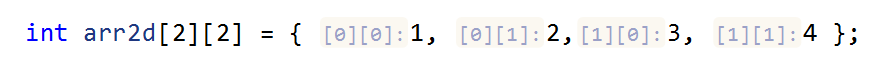 JetBrains Rider: Inlay hints. Array elements. JetBrains Rider: Inlay hints. Array elements.