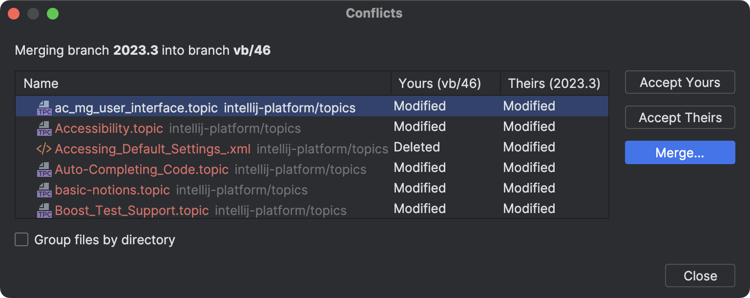 Resolve Git conflicts | JetBrains Rider Documentation