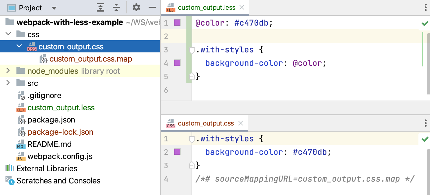 Custom settings: the output is stored in a separate folder Custom settings: the output is stored in a separate folder
