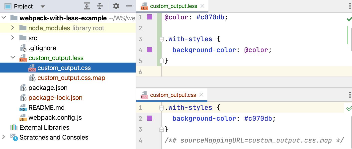 Default settings: the output is stored in the project root Default settings: the output is stored in the project root