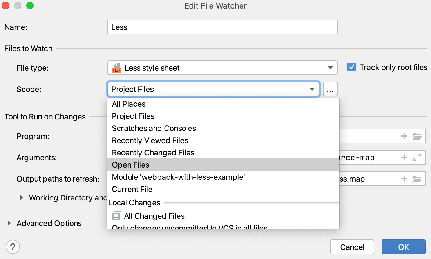 SCSS File Watcher: change default scope SCSS File Watcher: change default scope