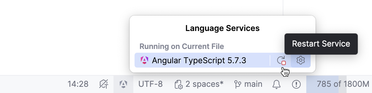 Angular Language Service widget - Restart Service