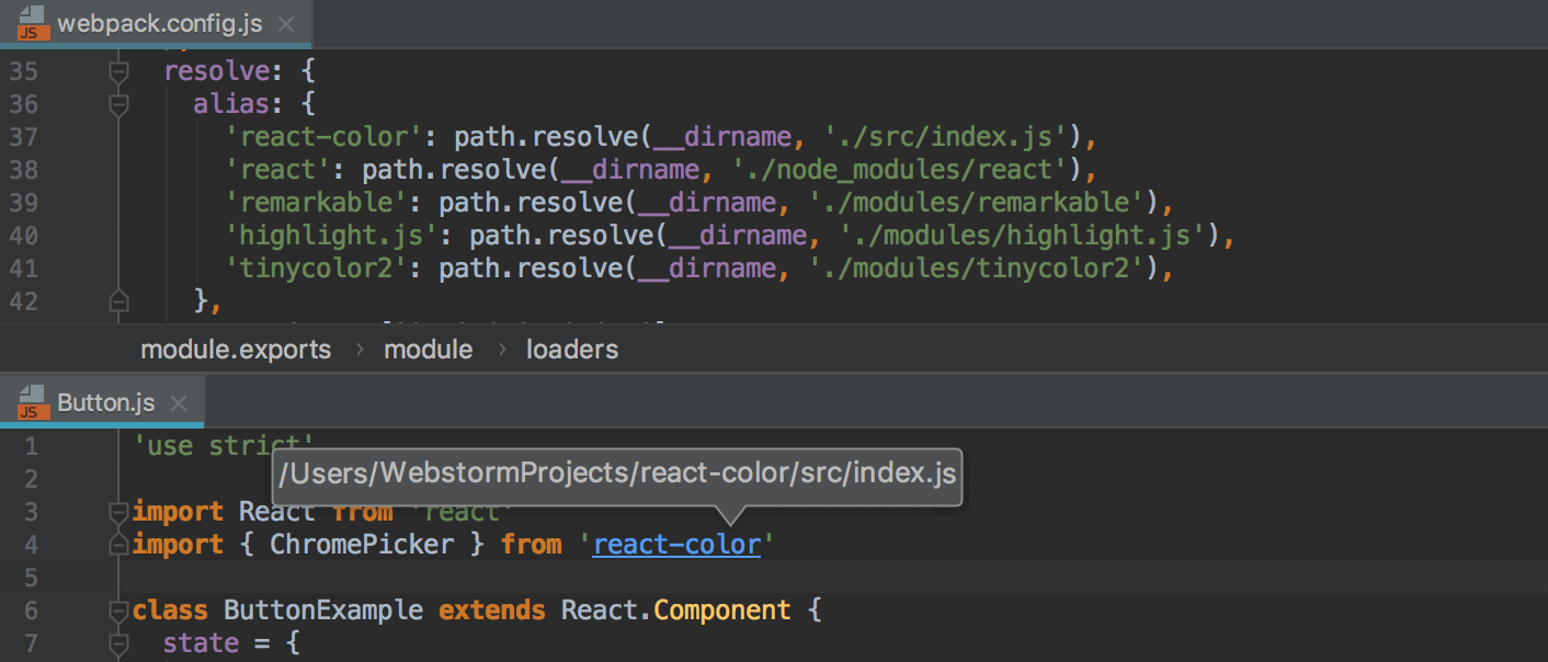 Module resolution for aliases Module resolution for aliases