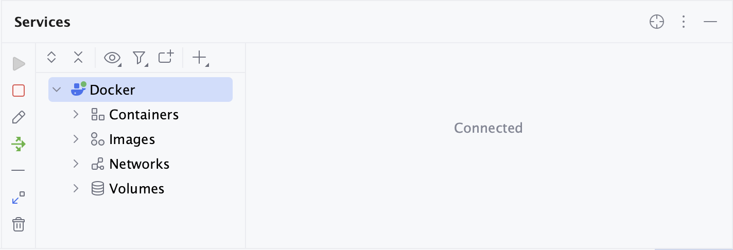 与 Docker 连接的 Docker 工具窗口