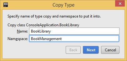 JetBrains&nbsp;Rider. Copy Type refactoring