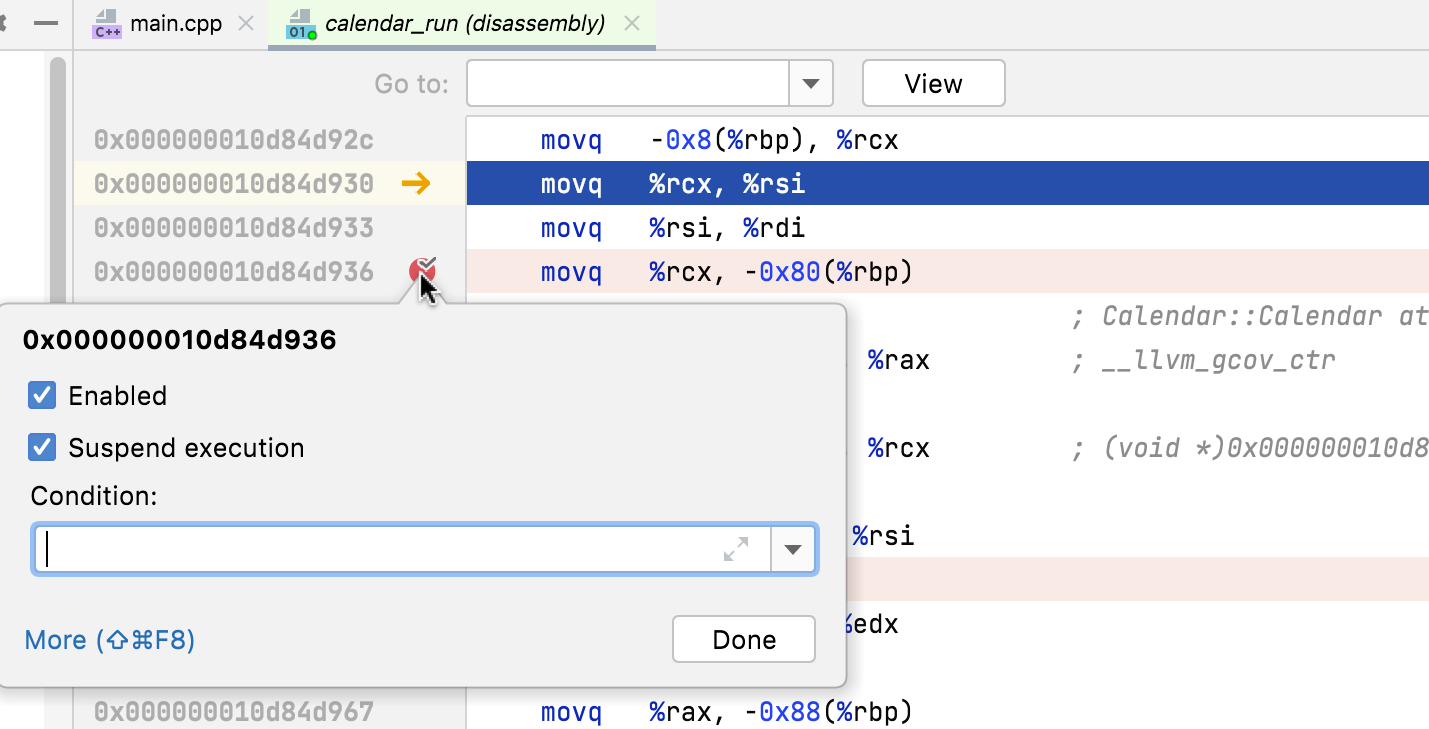 地址断点上下文菜单