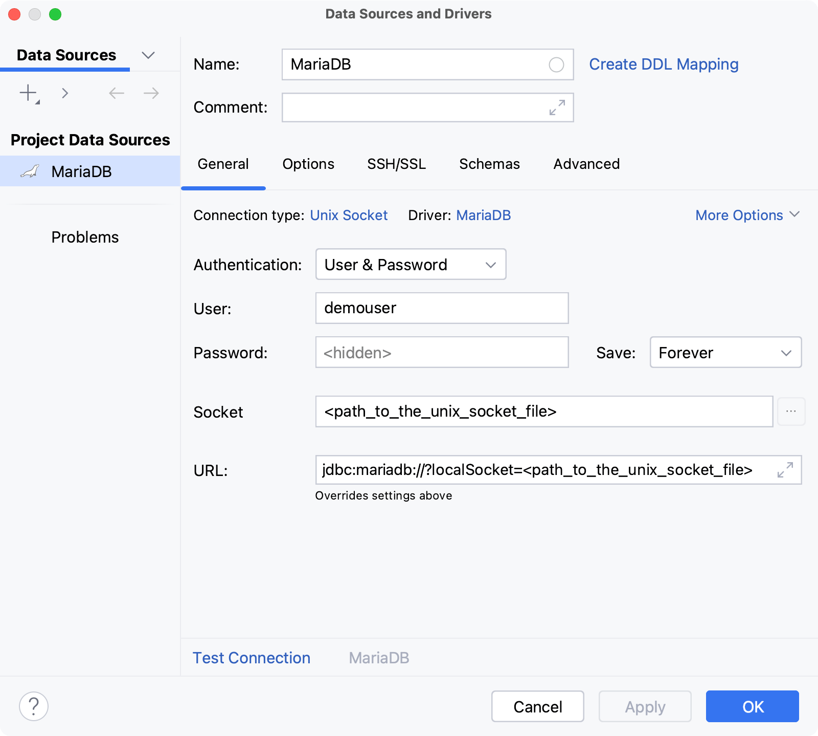 Database connection details Database connection details