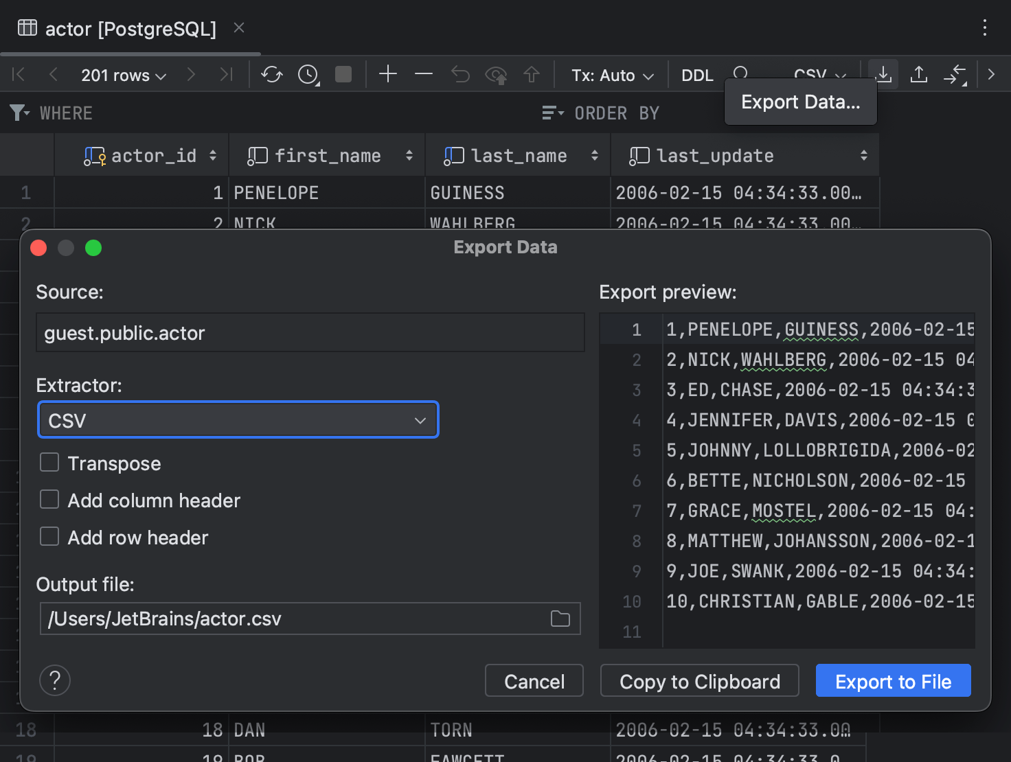 Export | JetBrains Rider Documentation