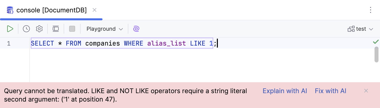 LIKE and NOT LIKE require a string literal