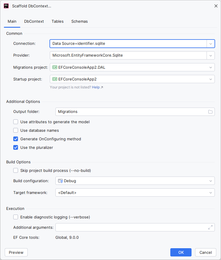JetBrains Rider: Entity Framework Core: Scaffold DbContext JetBrains Rider: Entity Framework Core: Scaffold DbContext