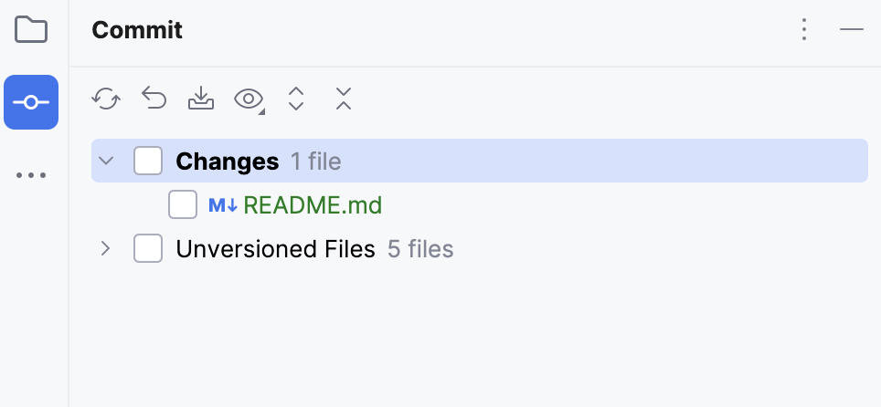 Changes changelist with a newly created file