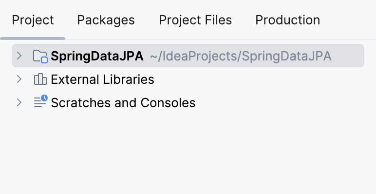 关闭 Group Tabs 选项的 Project 工具窗口