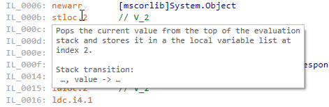 工具提示中的 IL 指令详情 工具提示中的 IL 指令详情