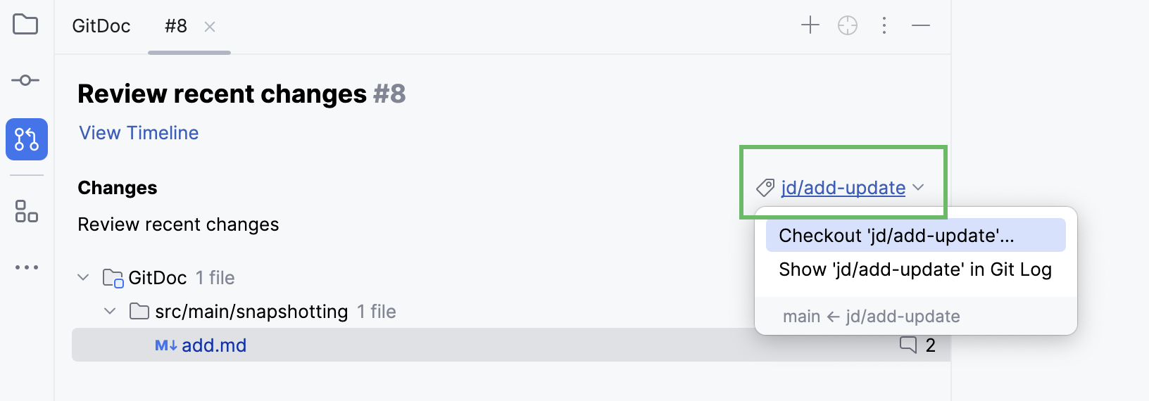 签出具有传入更改的分支 签出具有传入更改的分支