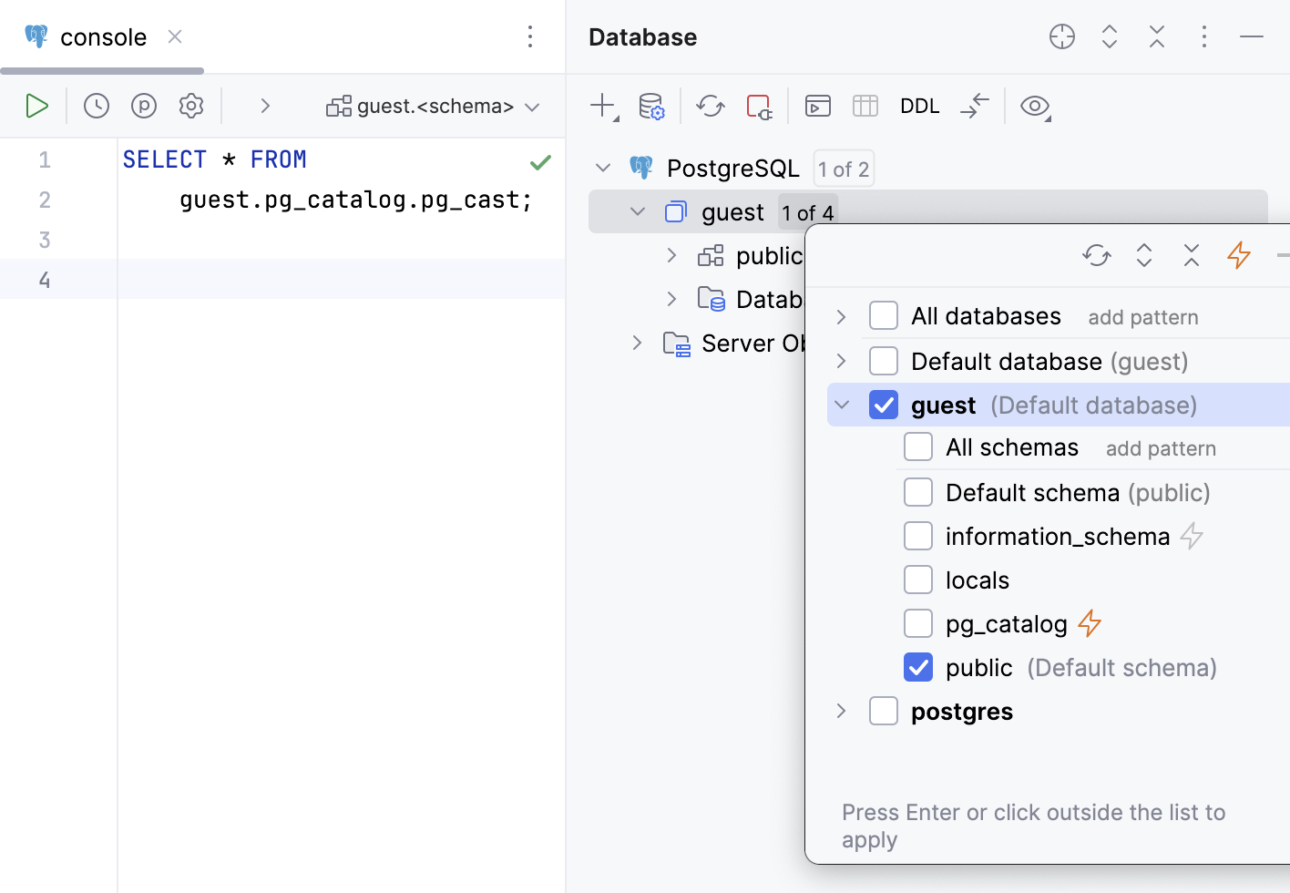 Show objects from system catalogs in coding assistance Show objects from system catalogs in coding assistance