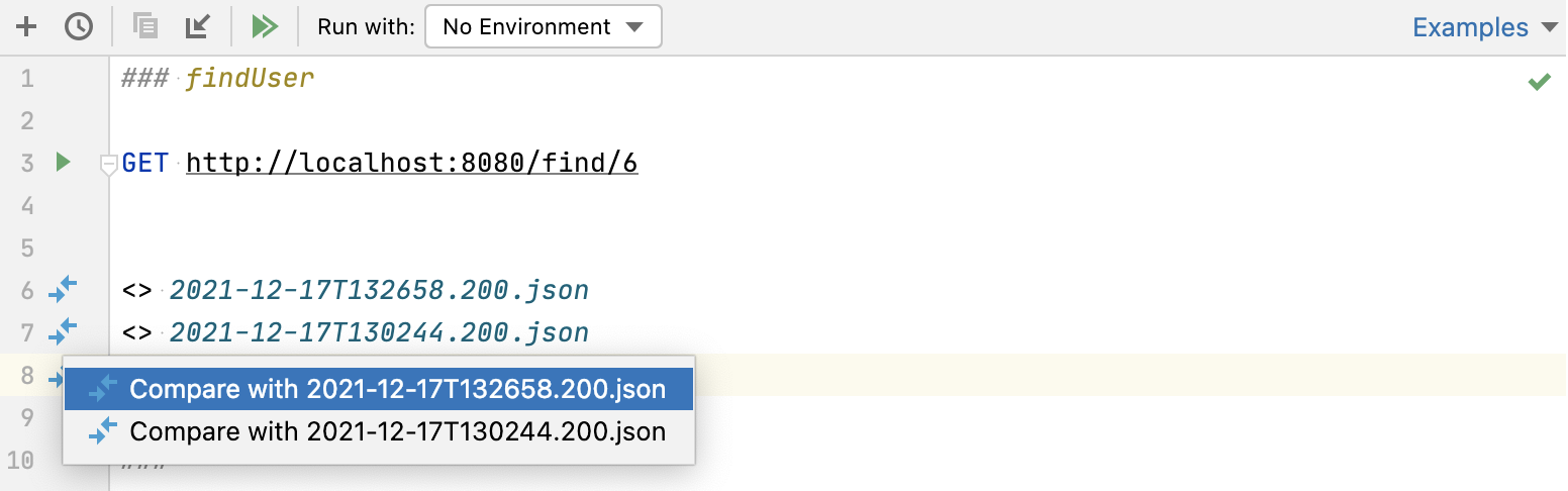 比较请求历史中的响应