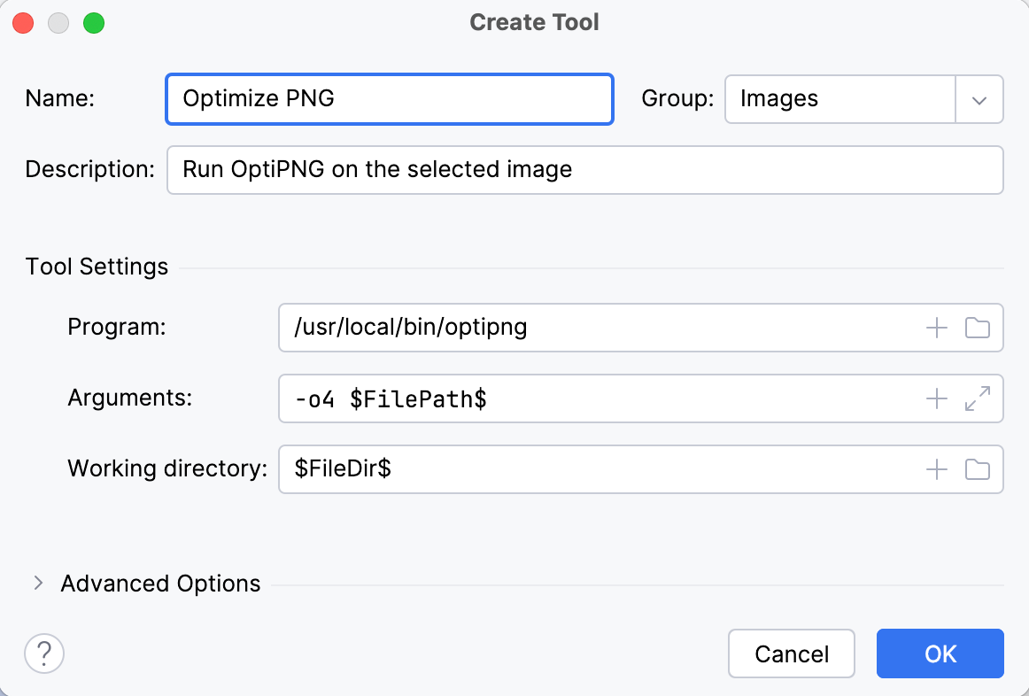创建工具对话框