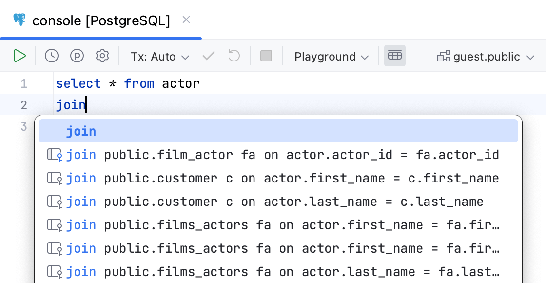 JOIN 补全中的对象始终限定 JOIN 补全中的对象始终限定