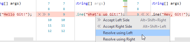 冲突更改的上下文菜单 冲突更改的上下文菜单