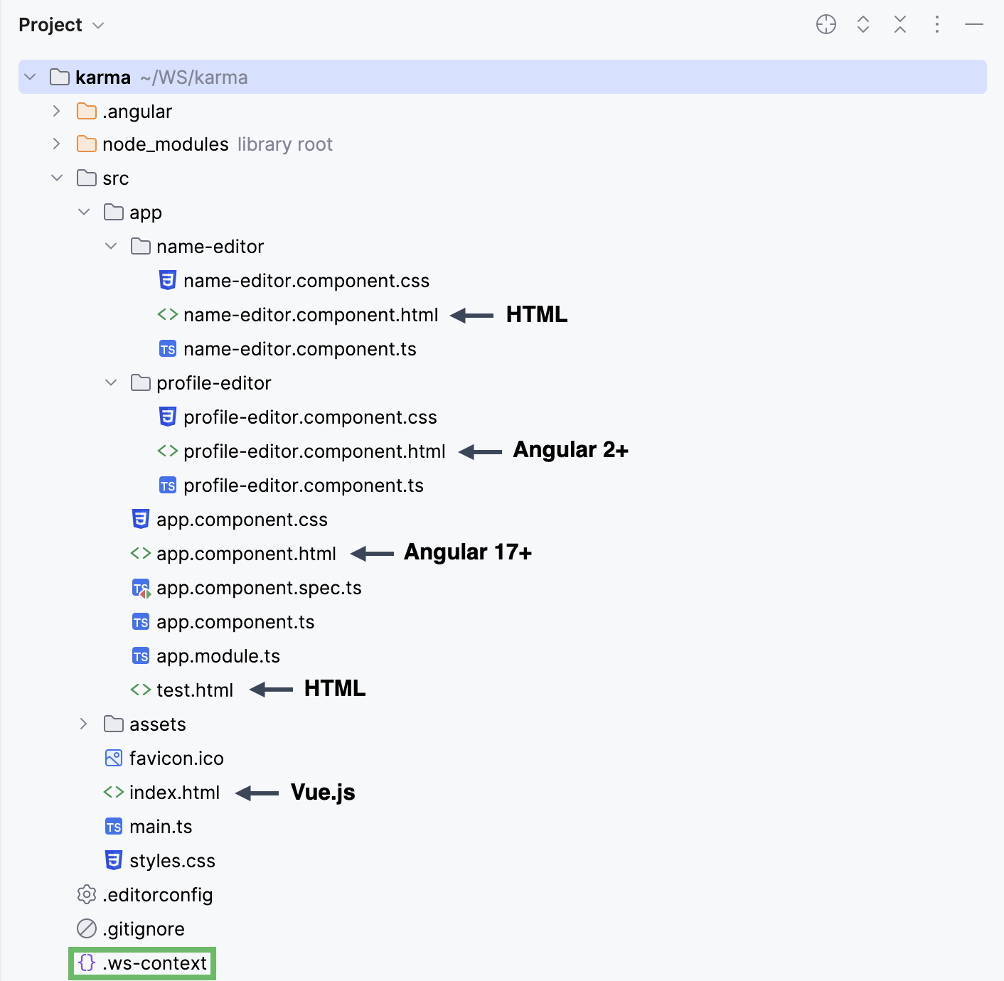 具有不同框架的项目