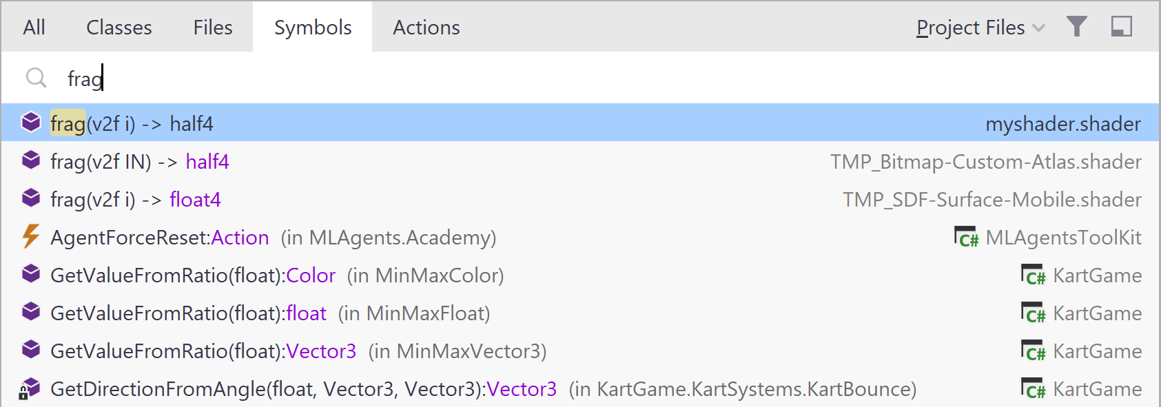 导航到着色器文件