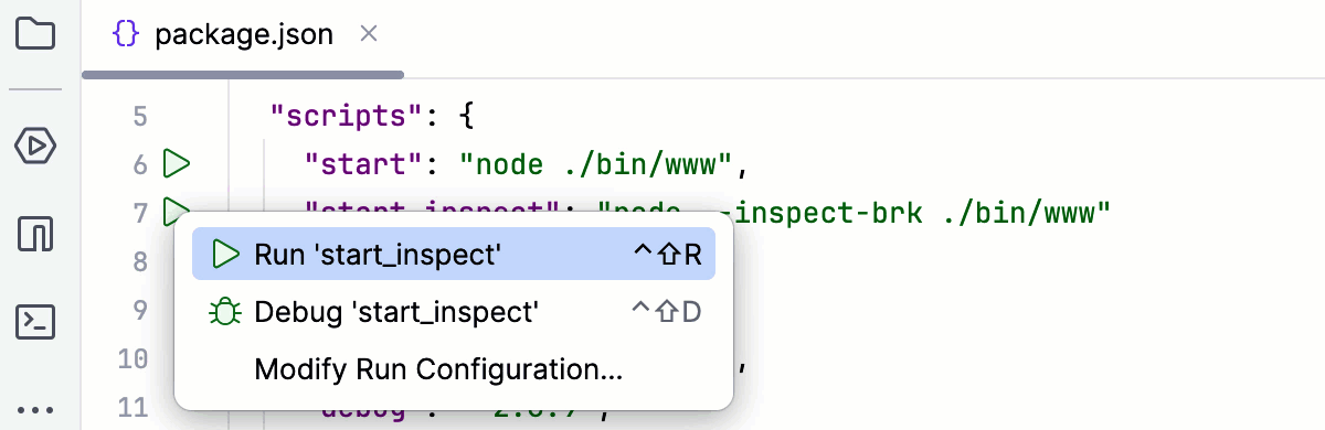 从 package.json 运行/调试脚本 从 package.json 运行/调试脚本