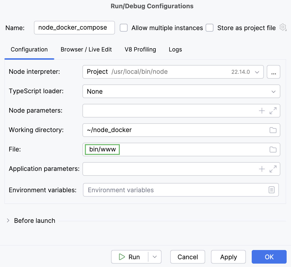 Node.js 运行/调试配置：指定的 JavaScript 文件