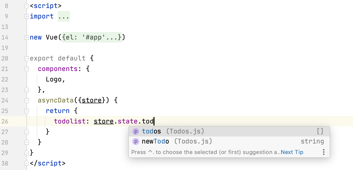 Vuex store 的代码补全