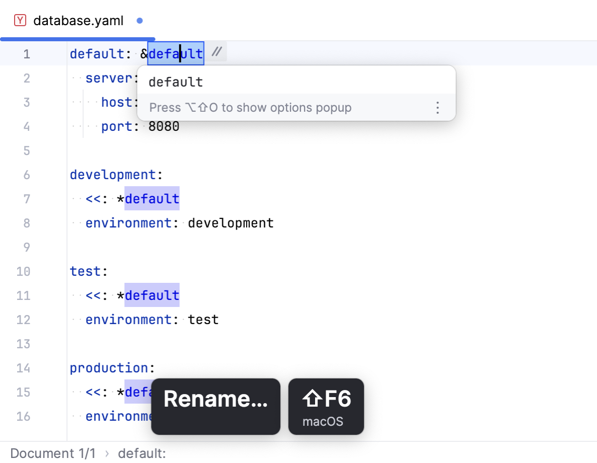 重命名 YAML 锚点