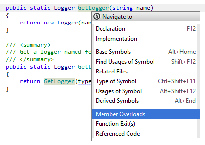 Navigating to overloads of a member Navigating to overloads of a member