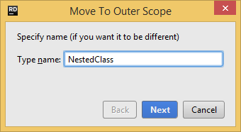 JetBrains&nbsp;Rider: refactorings: Move type to outer scope