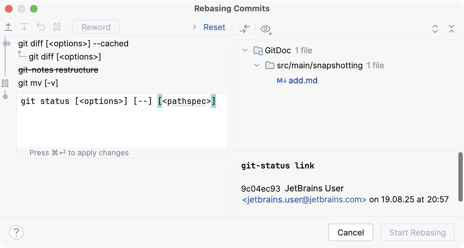 Interactive Rebase graph