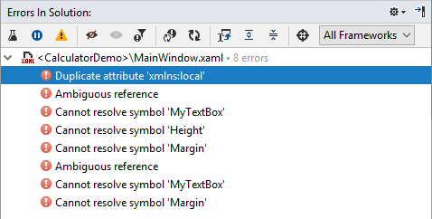 JetBrains&nbsp;Rider: XAML errors in solution