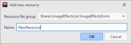 JetBrains Rider: Add new resource dialog JetBrains Rider: Add new resource dialog