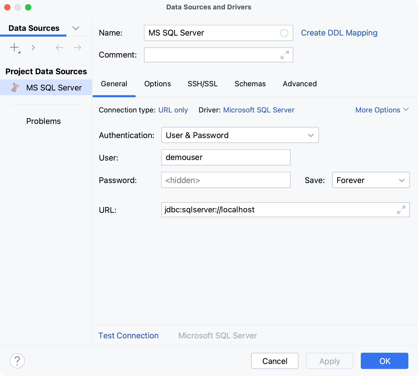 Database connection details Database connection details