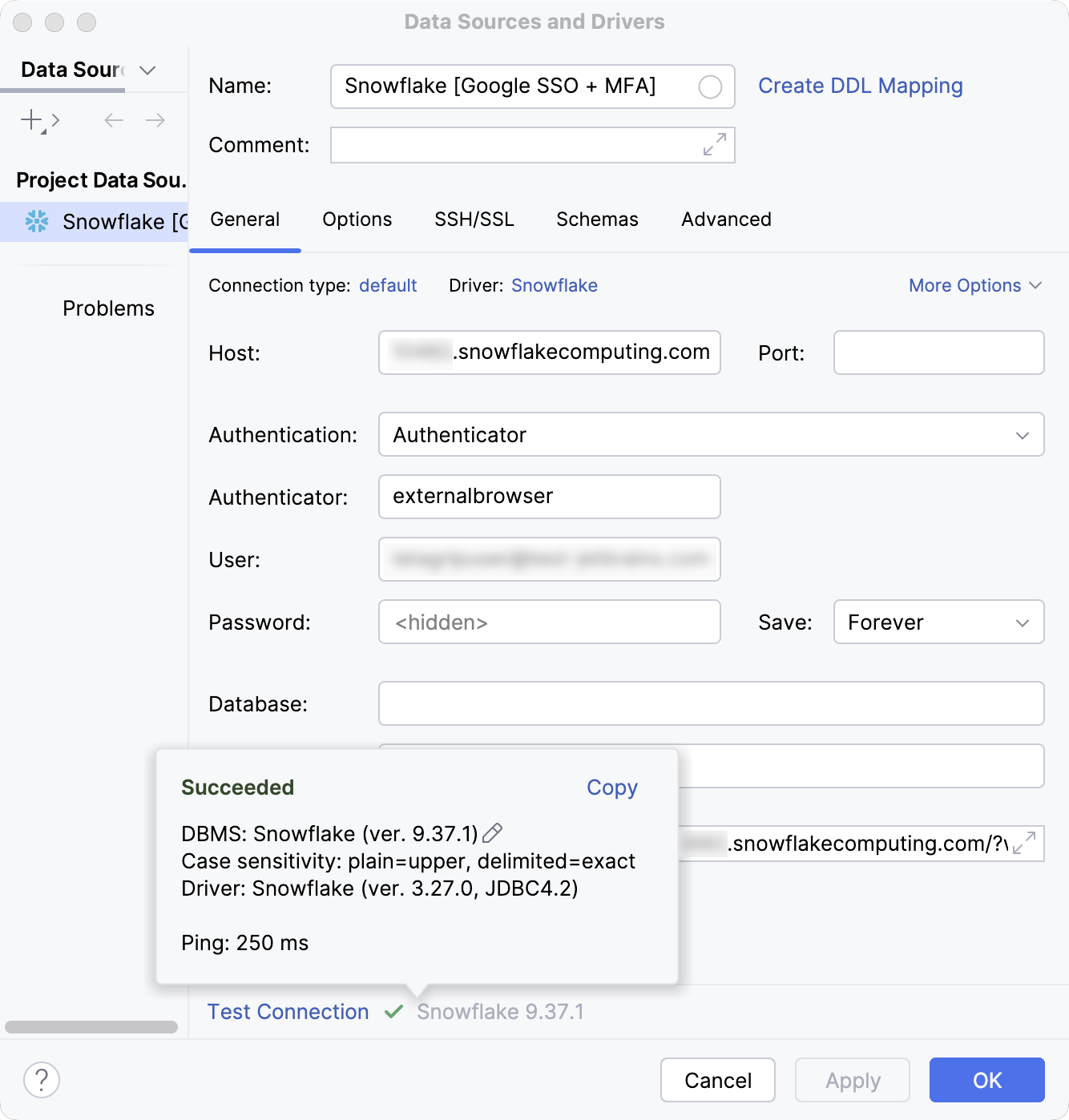 Database connection details Database connection details