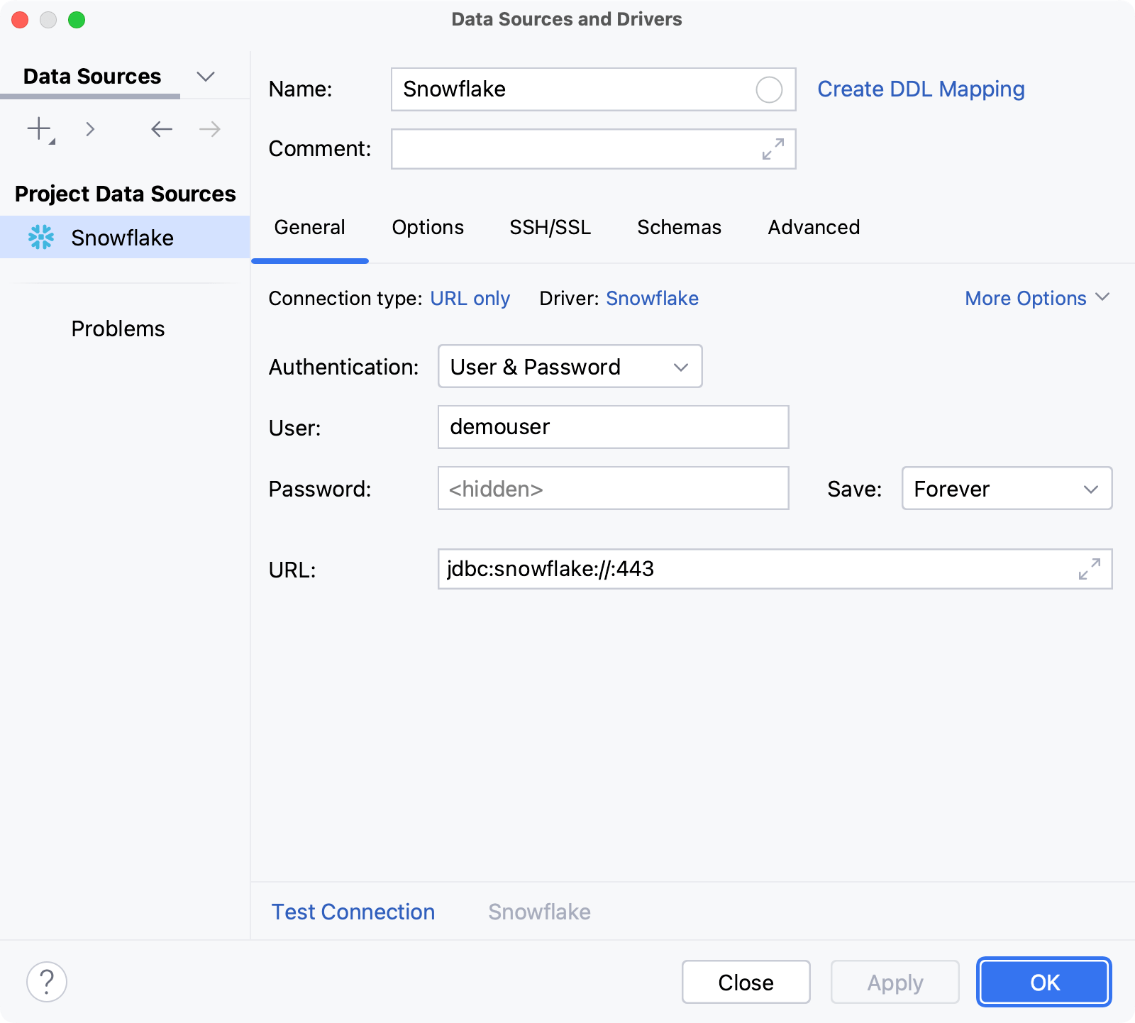 Database connection details Database connection details