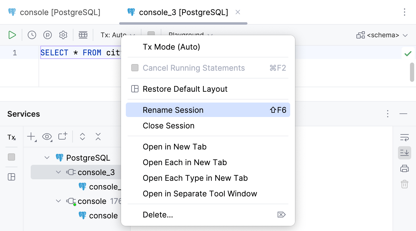 Rename a connection session Rename a connection session
